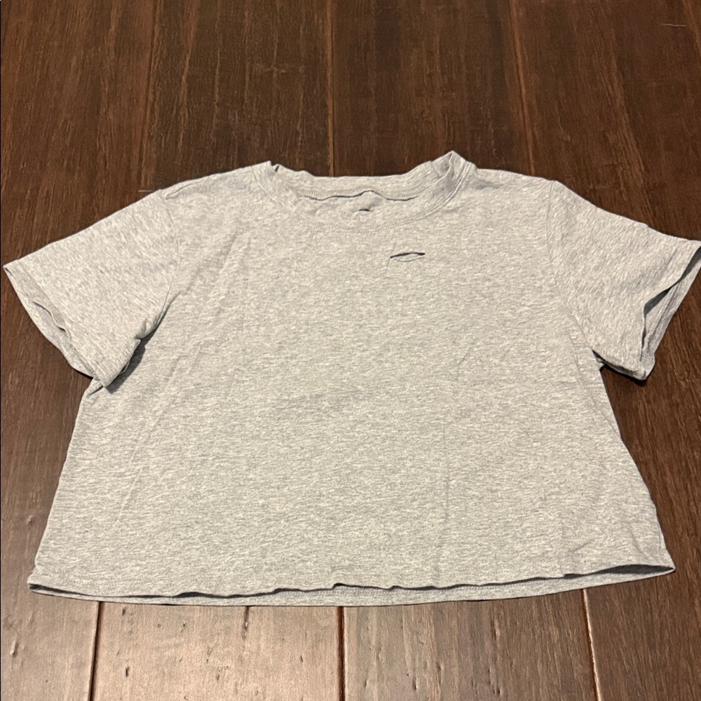 Light Gray Cropped Crewneck T-Shirt